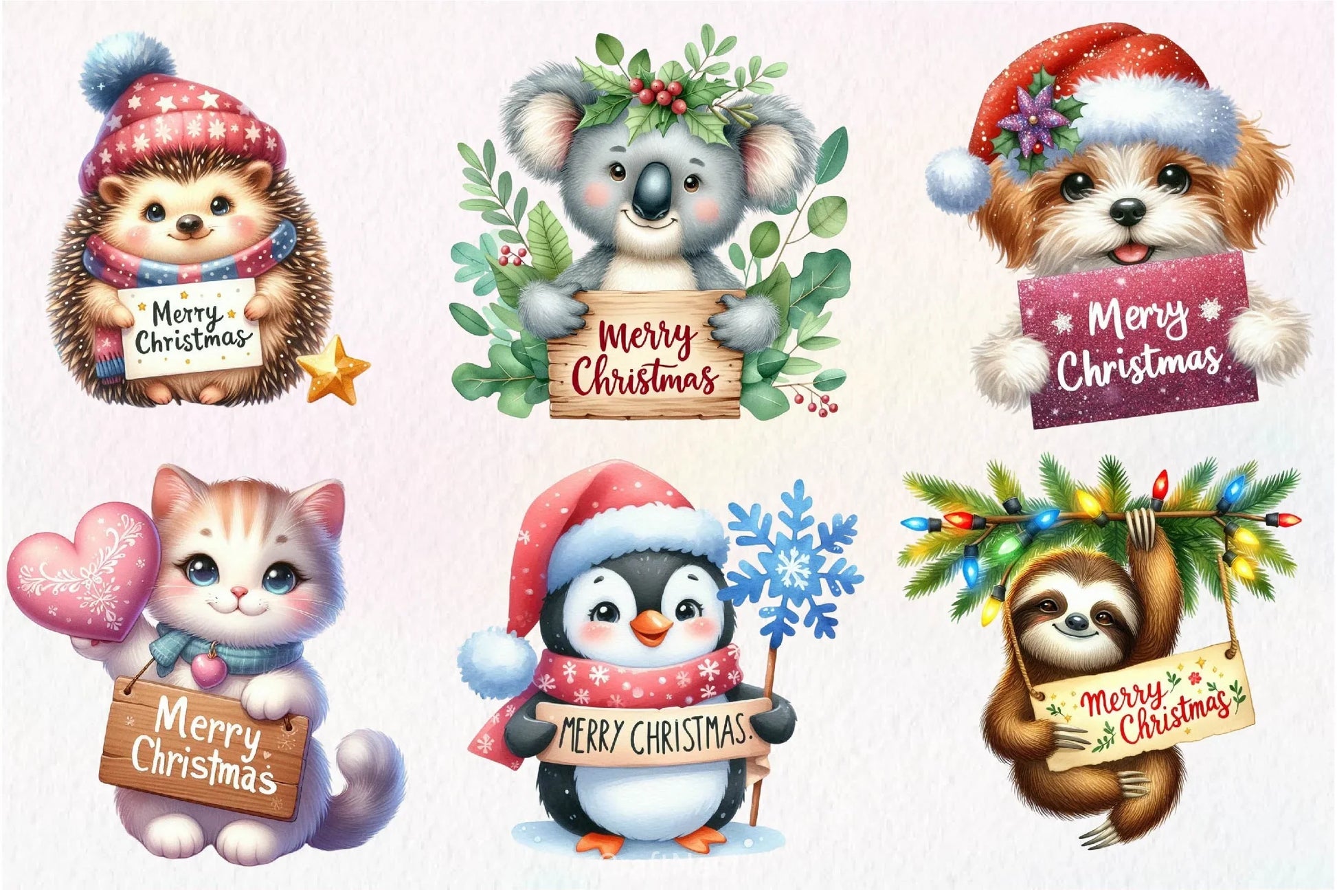 Merry Christmas Animals Clipart Bundle - CraftNest - Digital Crafting and Art