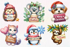 Merry Christmas Animals Clipart Bundle - CraftNest - Digital Crafting and Art