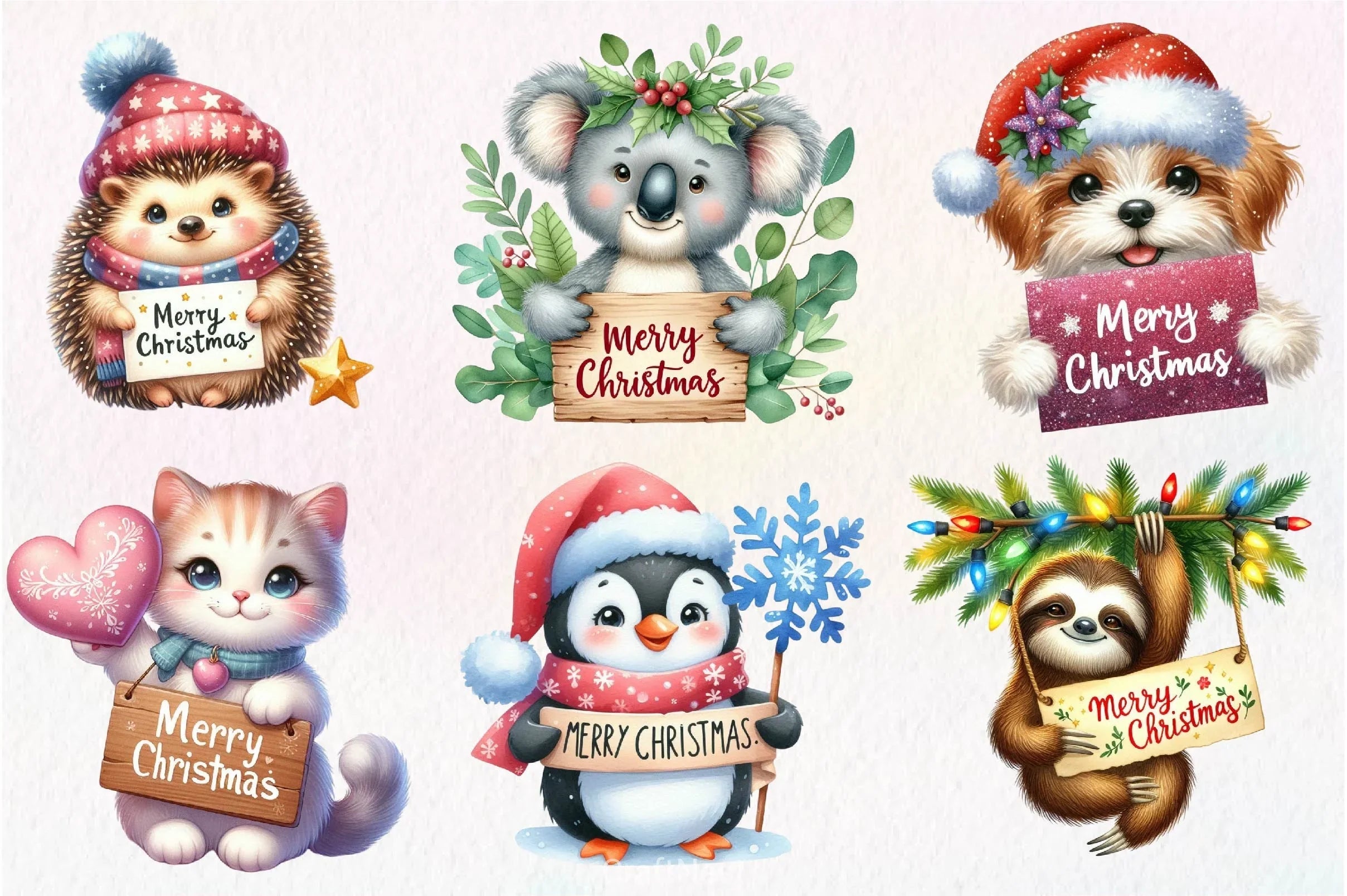 Merry Christmas Animals Clipart Bundle - CraftNest - Digital Crafting and Art