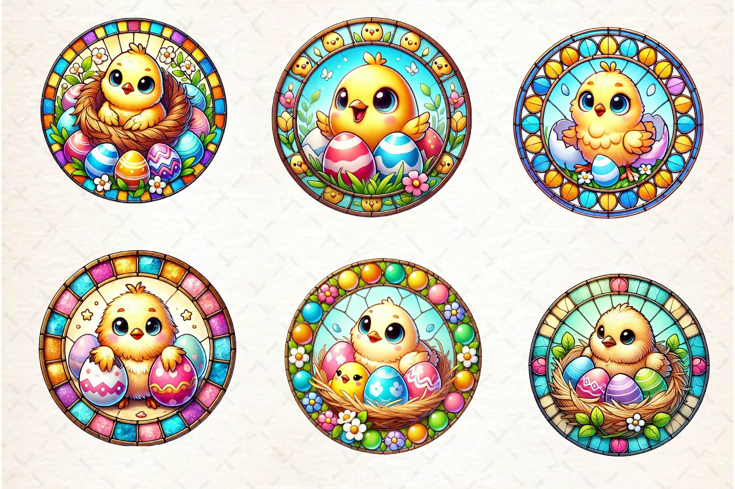 Easter Stained Glass Chick Clipart Bundle - CraftNest - Digital Crafting and Art