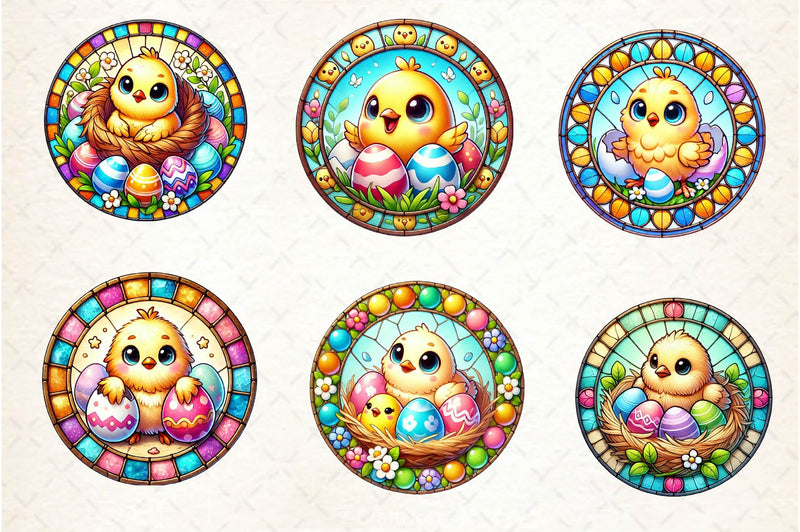 Easter Stained Glass Chick Clipart Bundle - CraftNest - Digital Crafting and Art