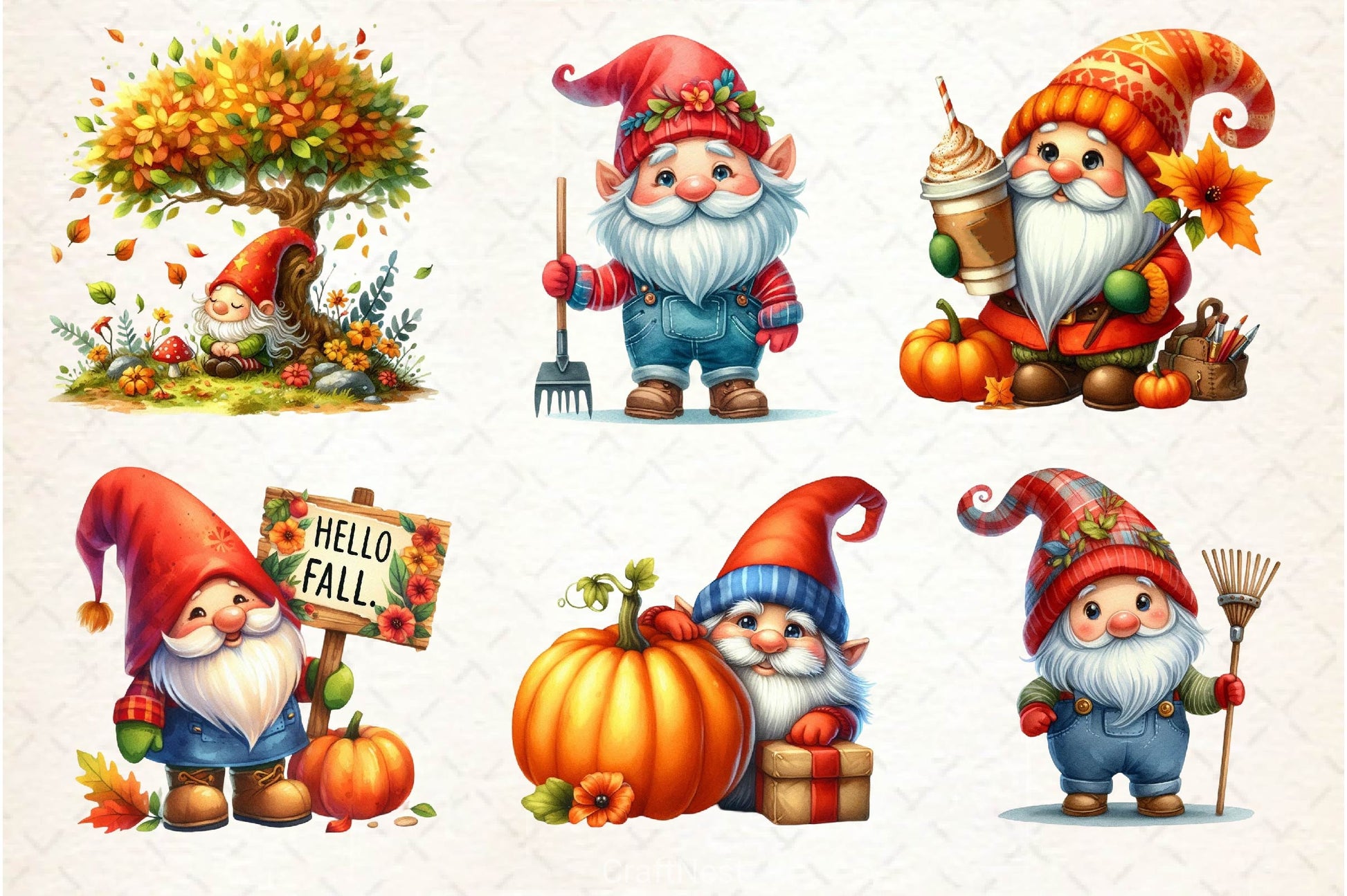 Autumn Gnomes Clipart Bundle 3 - CraftNest - Digital Crafting and Art