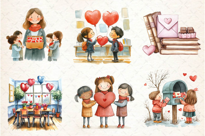 Valentines In School Clipart Bundle 1 - CraftNest - Digital Crafting and Art