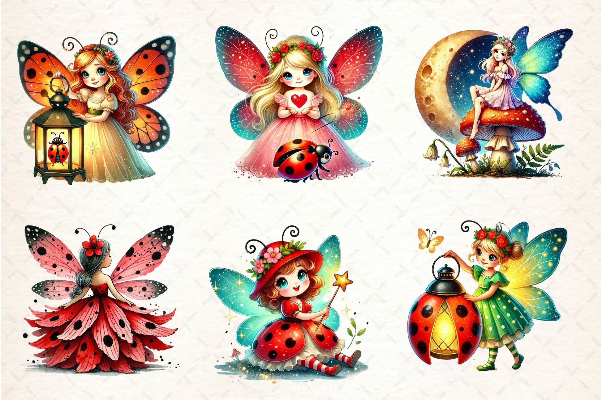 Ladybug Fairy Fantasy Clipart Bundle - CraftNest - Digital Crafting and Art
