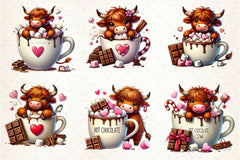 Valentines Highland Cow Chocolate Clipart Bundle - CraftNest - Digital Crafting and Art