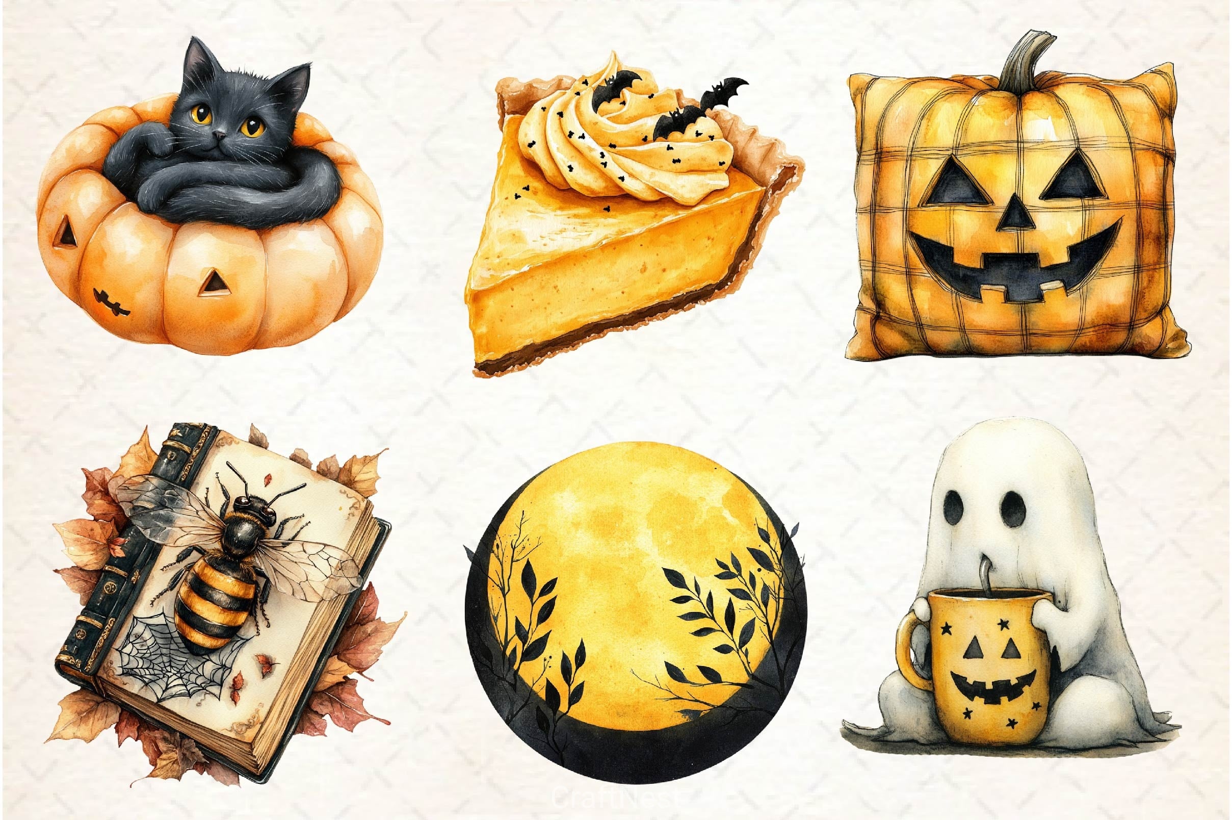 Cozy Halloween Clipart Bundle - CraftNest - Digital Crafting and Art