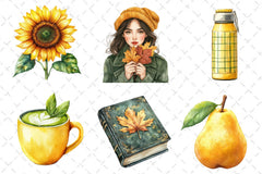 Yellow & Green Autumn Clipart Bundle - CraftNest - Digital Crafting and Art