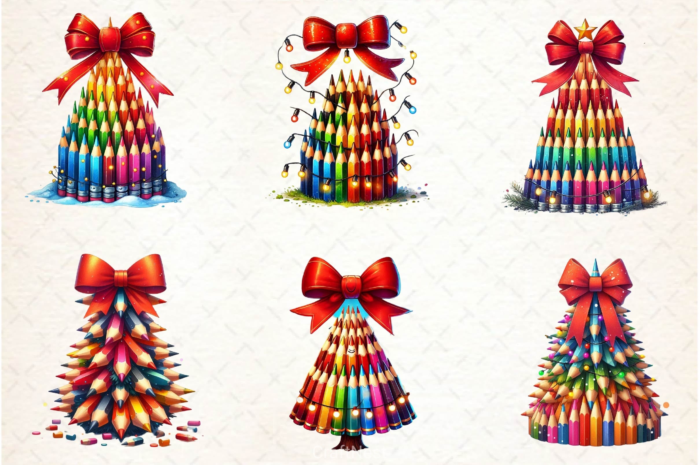 Christmas Pencil Tower Clipart Bundle - CraftNest - Digital Crafting and Art