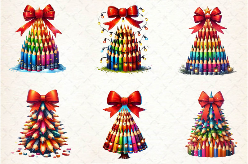 Christmas Pencil Tower Clipart Bundle - CraftNest - Digital Crafting and Art