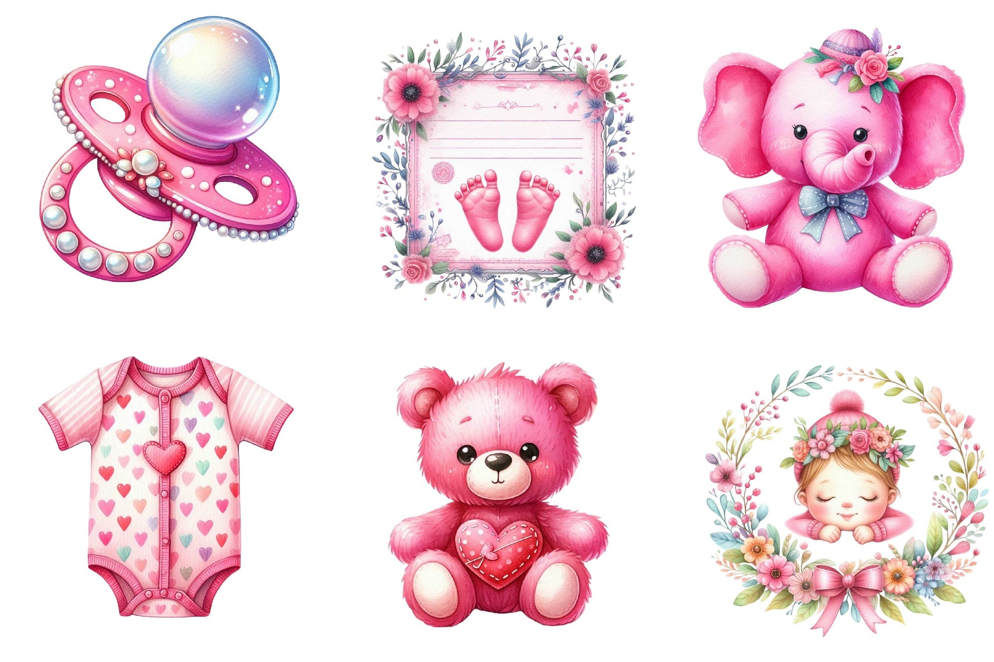 Pink Baby Girl Nursery Clipart Bundle 4 - CraftNest - Digital Crafting and Art