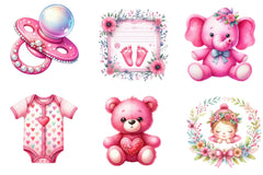 Pink Baby Girl Nursery Clipart Bundle 4 - CraftNest - Digital Crafting and Art