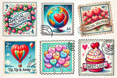 Valentine Postage Stamp Clipart Bundle - CraftNest - Digital Crafting and Art