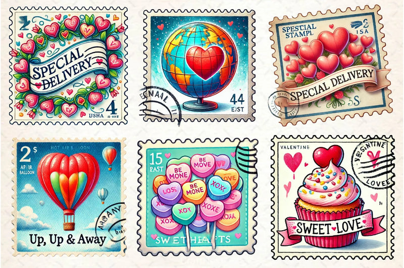 Valentine Postage Stamp Clipart Bundle - CraftNest - Digital Crafting and Art