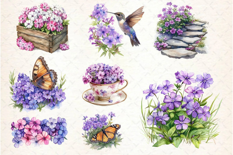 Spring Creeping Phlox Flower Clipart Bundle 1 - CraftNest - Digital Crafting and Art