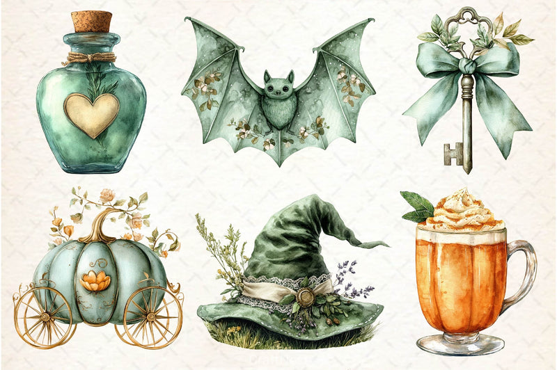 Sage Green Halloween Clipart Bundle - CraftNest - Digital Crafting and Art
