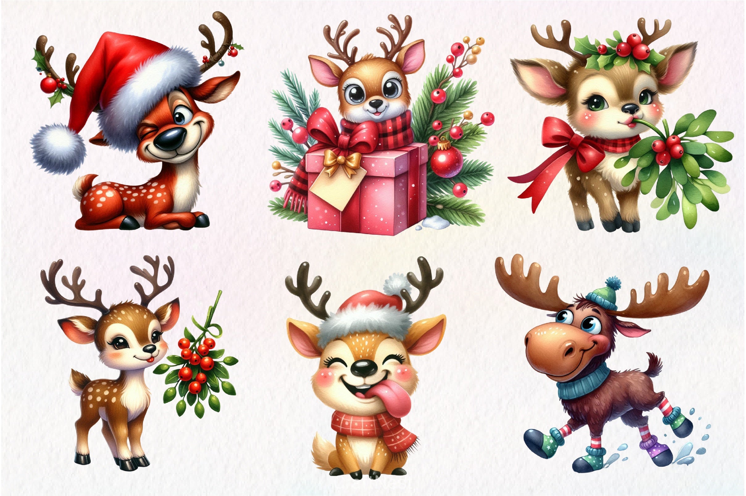 Quirky Reindeer Funny Moose Clipart Bundle - CraftNest - Digital Crafting and Art