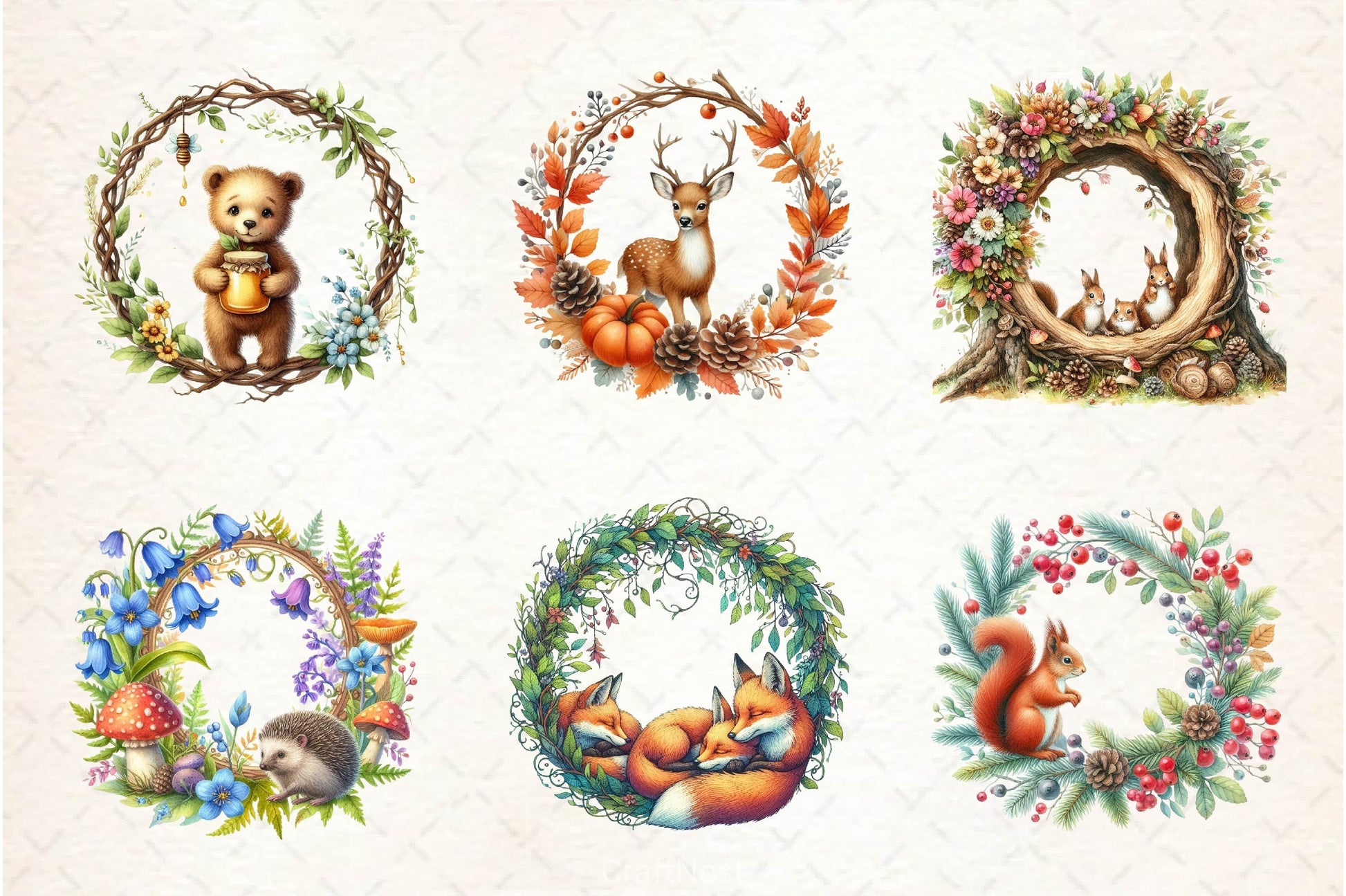Woodland Forest Animals Frame Clipart Bundle 2 - CraftNest - Digital Crafting and Art