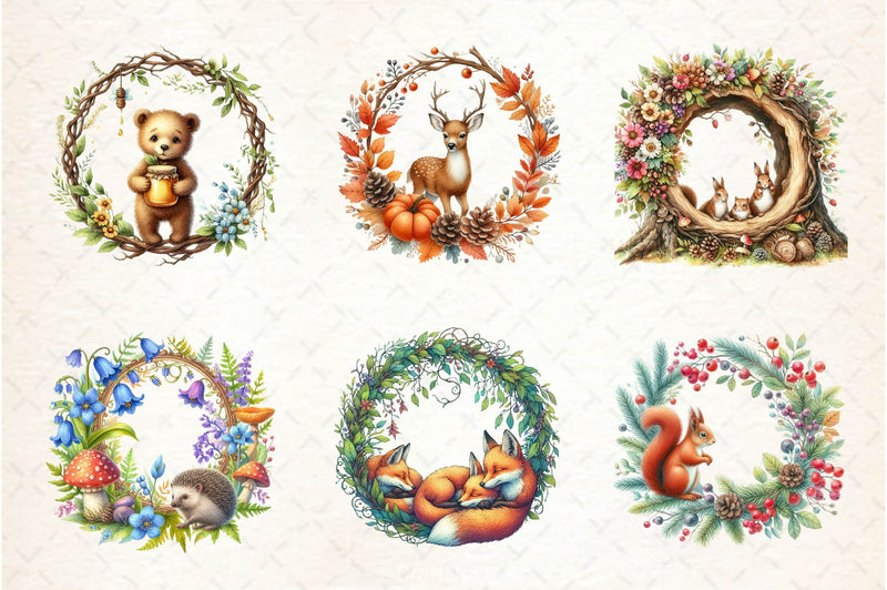 Woodland Forest Animals Frame Clipart Bundle 2 - CraftNest - Digital Crafting and Art