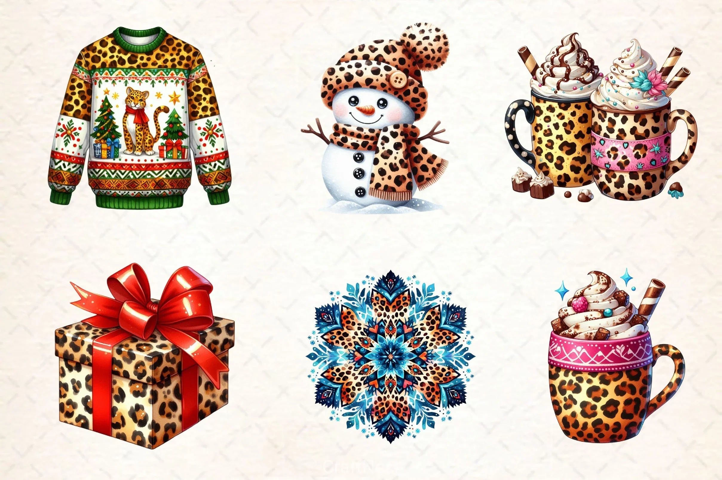 Leopard Print Christmas Clipart Bundle 2 - CraftNest - Digital Crafting and Art