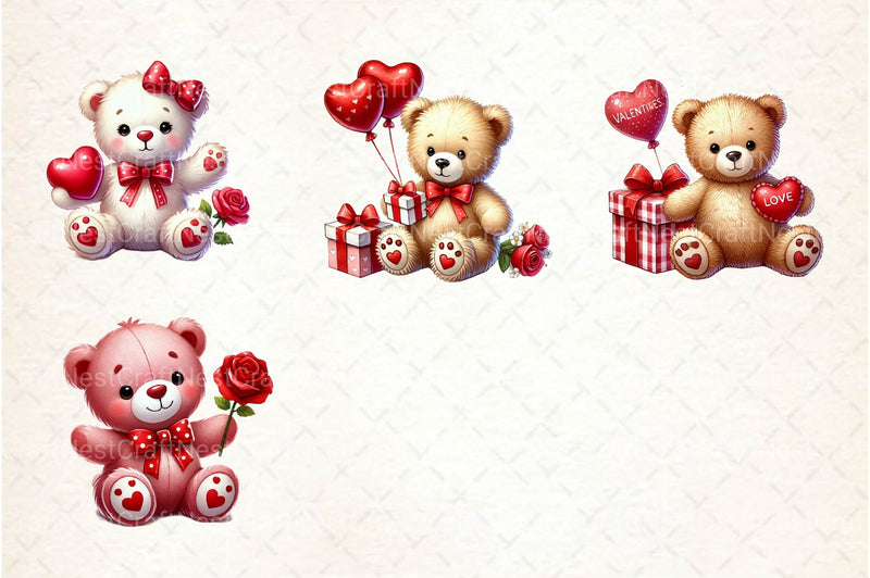 Valentine Teddy Bear Clipart Bundle - CraftNest - Digital Crafting and Art