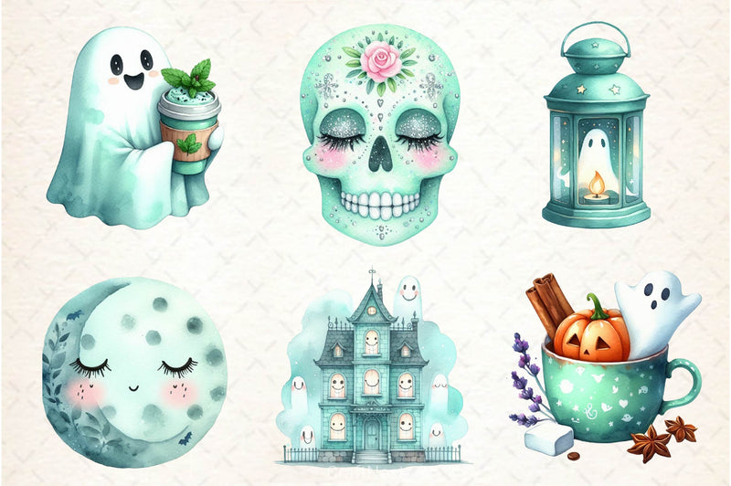 Pastel Mint Halloween Clipart Bundle - CraftNest - Digital Crafting and Art