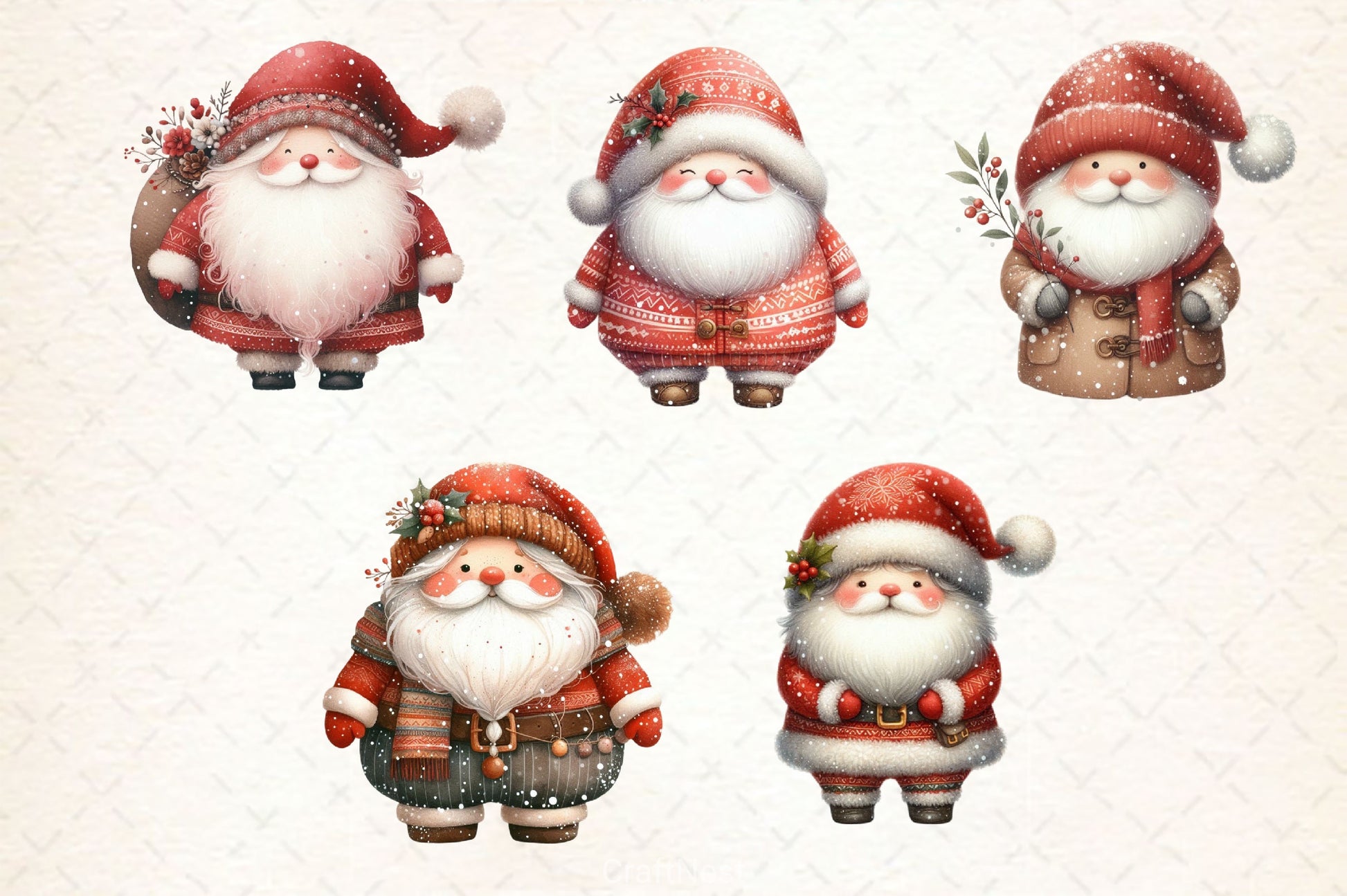 Boho Santa Clipart Bundle - CraftNest - Digital Crafting and Art