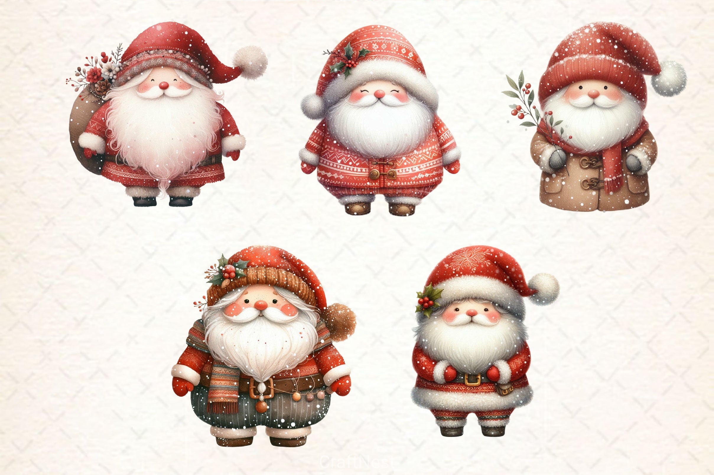 Boho Santa Clipart Bundle - CraftNest - Digital Crafting and Art
