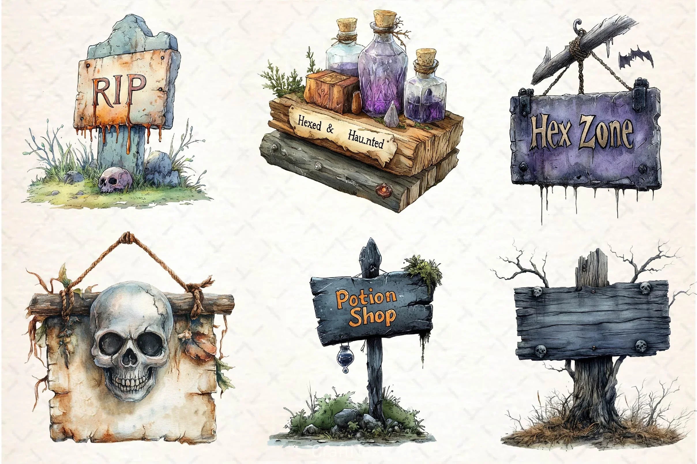 Halloween Spooky Signs Clipart Bundle - CraftNest - Digital Crafting and Art