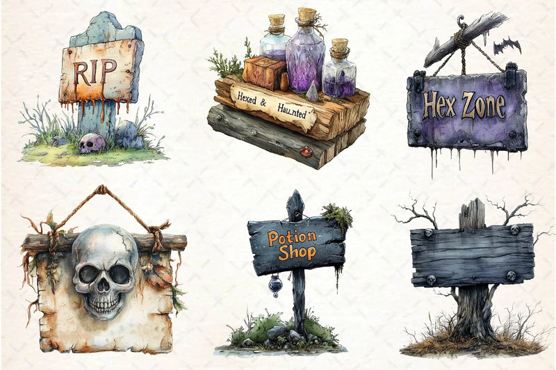 Halloween Spooky Signs Clipart Bundle - CraftNest - Digital Crafting and Art