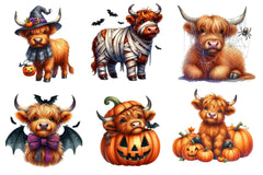 Cute Halloween Highland Cow Clipart Bundle 3 - CraftNest - Digital Crafting and Art