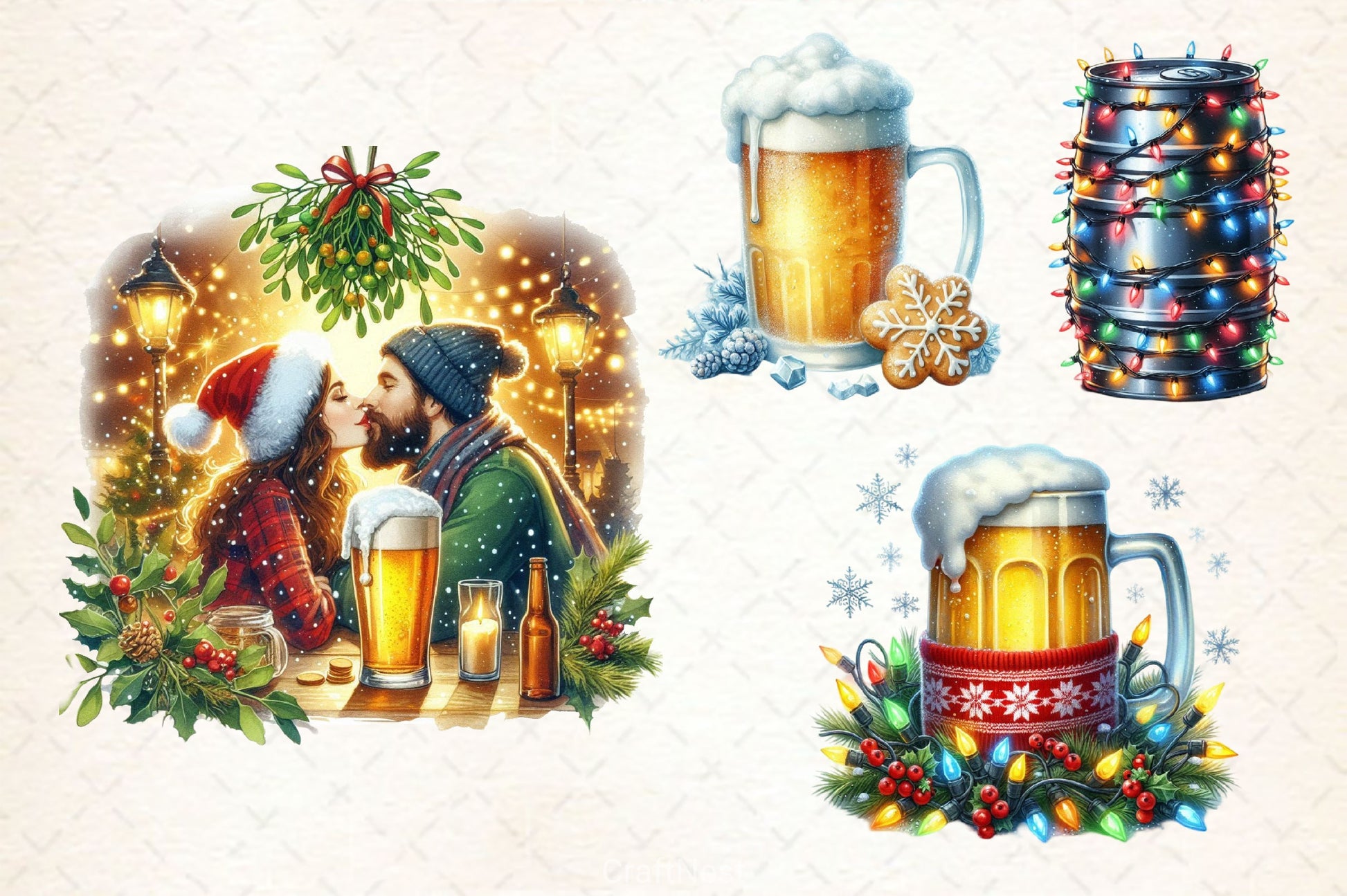 Funny Christmas Beer Bottle Clipart Bundle 3 - CraftNest - Digital Crafting and Art
