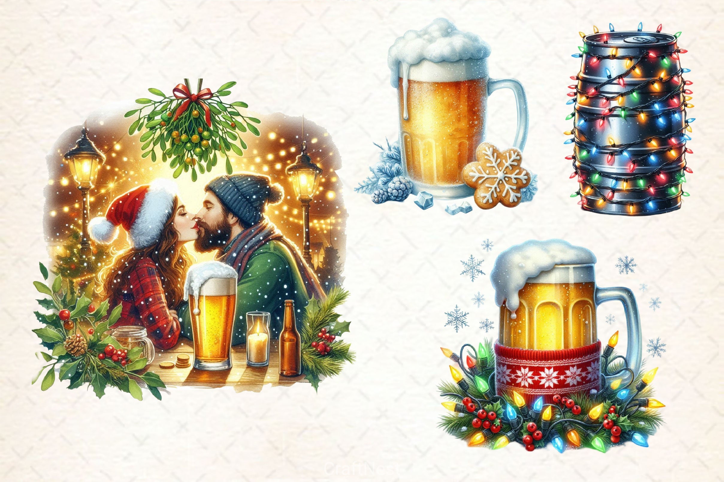 Funny Christmas Beer Bottle Clipart Bundle 3 - CraftNest - Digital Crafting and Art