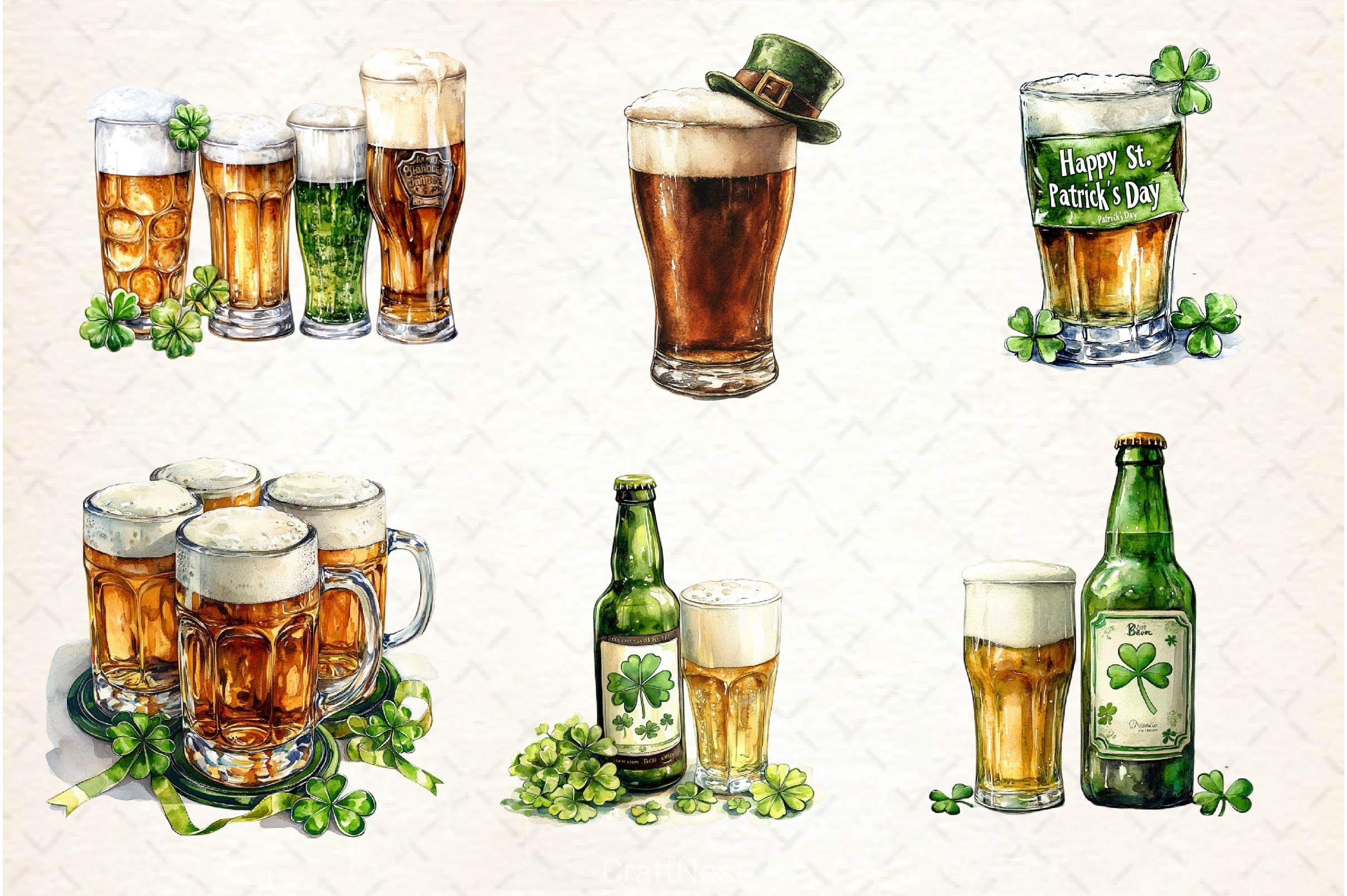 St Patrick's Day Beer Clipart Bundle - CraftNest - Digital Crafting and Art