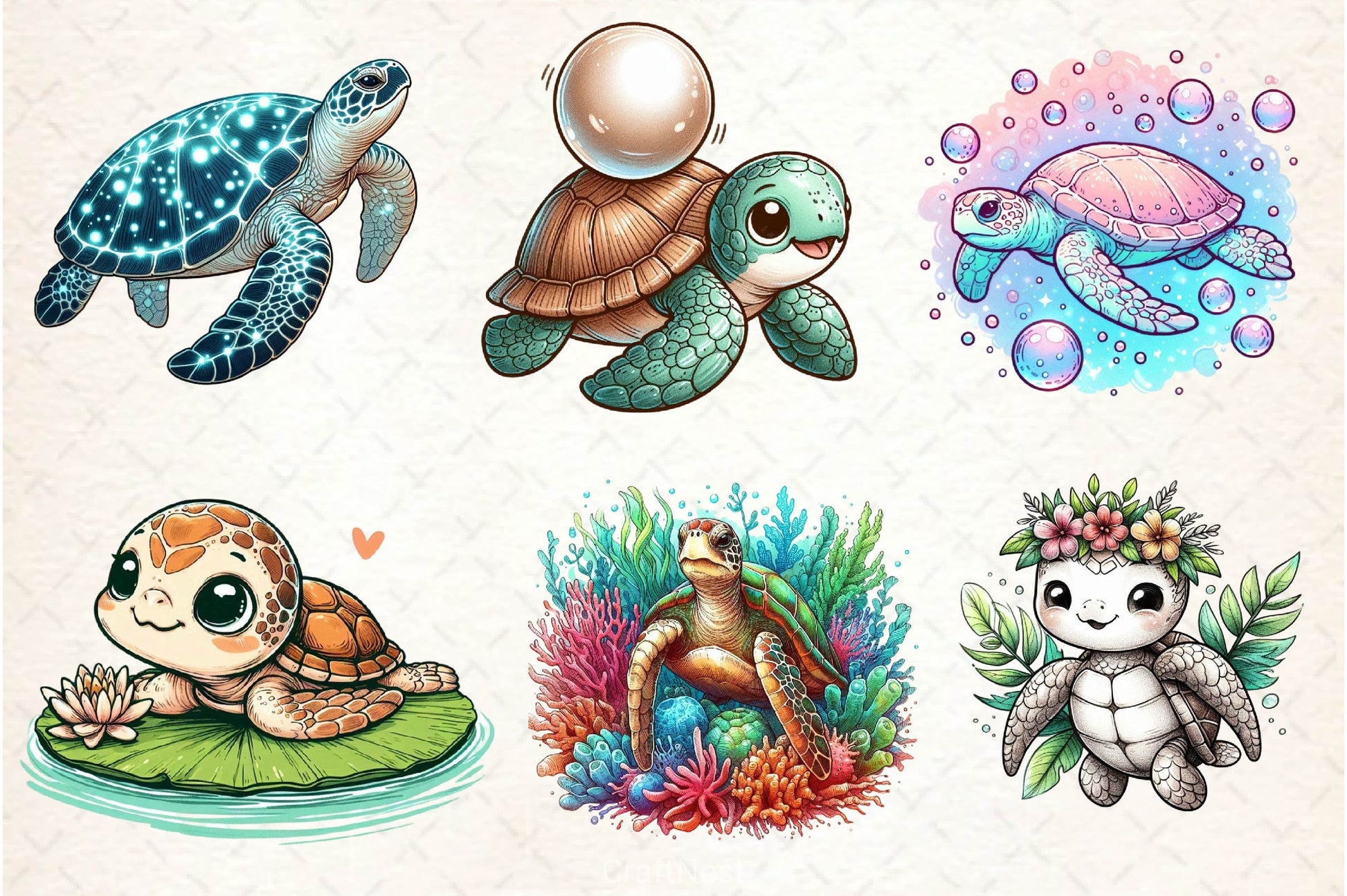 Collection Sea Turtle Clipart Bundle - CraftNest - Digital Crafting and Art
