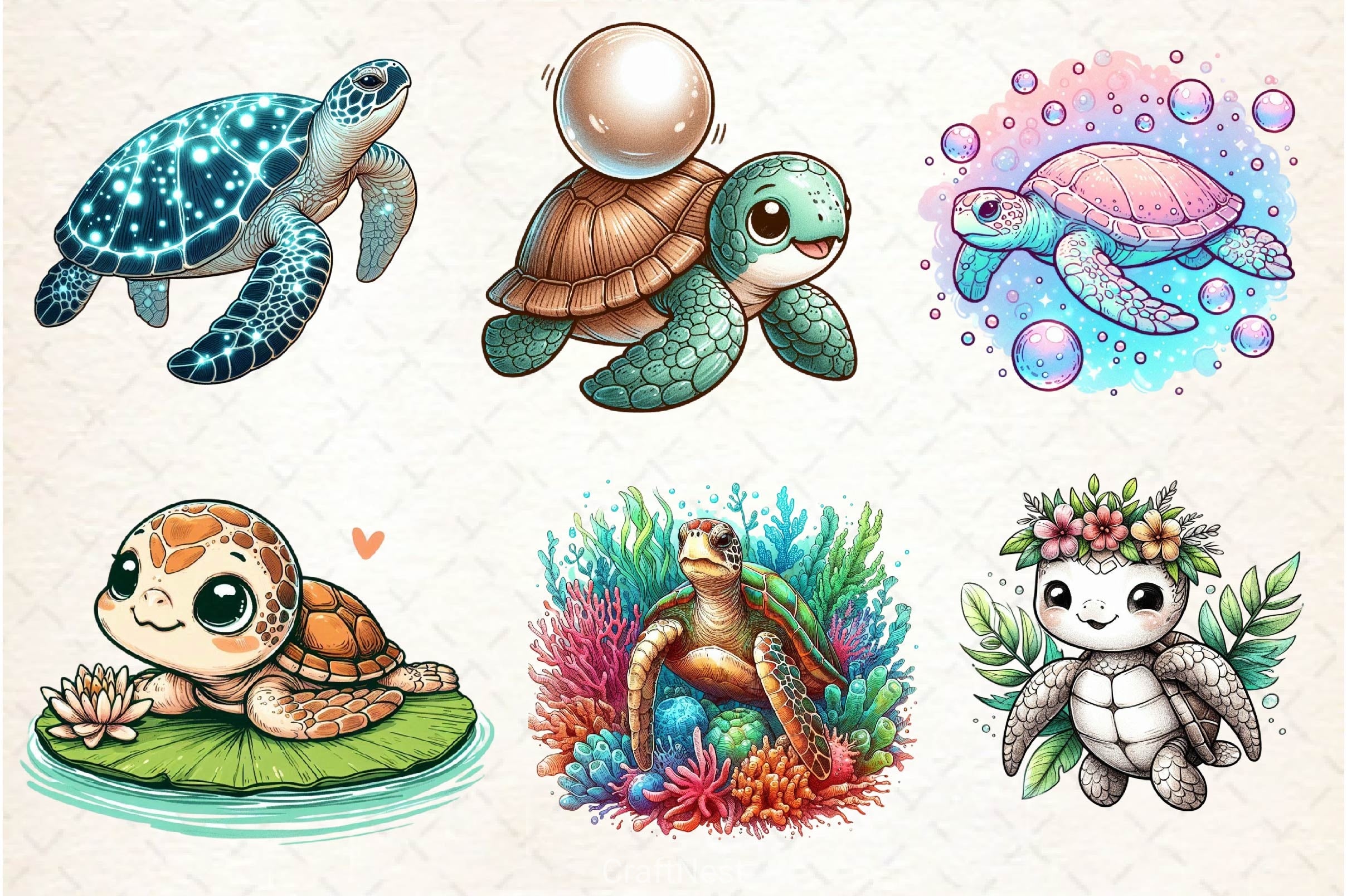 Collection Sea Turtle Clipart Bundle - CraftNest - Digital Crafting and Art