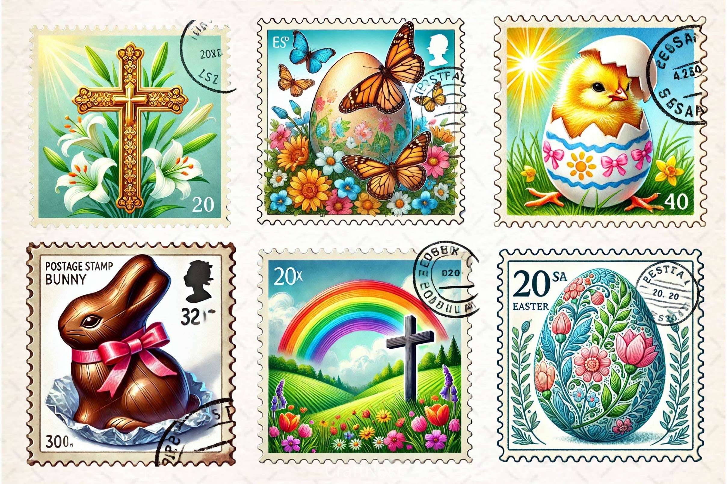Easter Postage Stamp Clipart Bundle 2 - CraftNest - Digital Crafting and Art