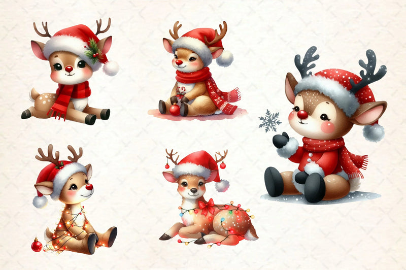Cute Deer Christmas Clipart Bundle - CraftNest - Digital Crafting and Art