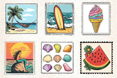 Summer Postage Stamp Clipart Bundle 2 - CraftNest - Digital Crafting and Art
