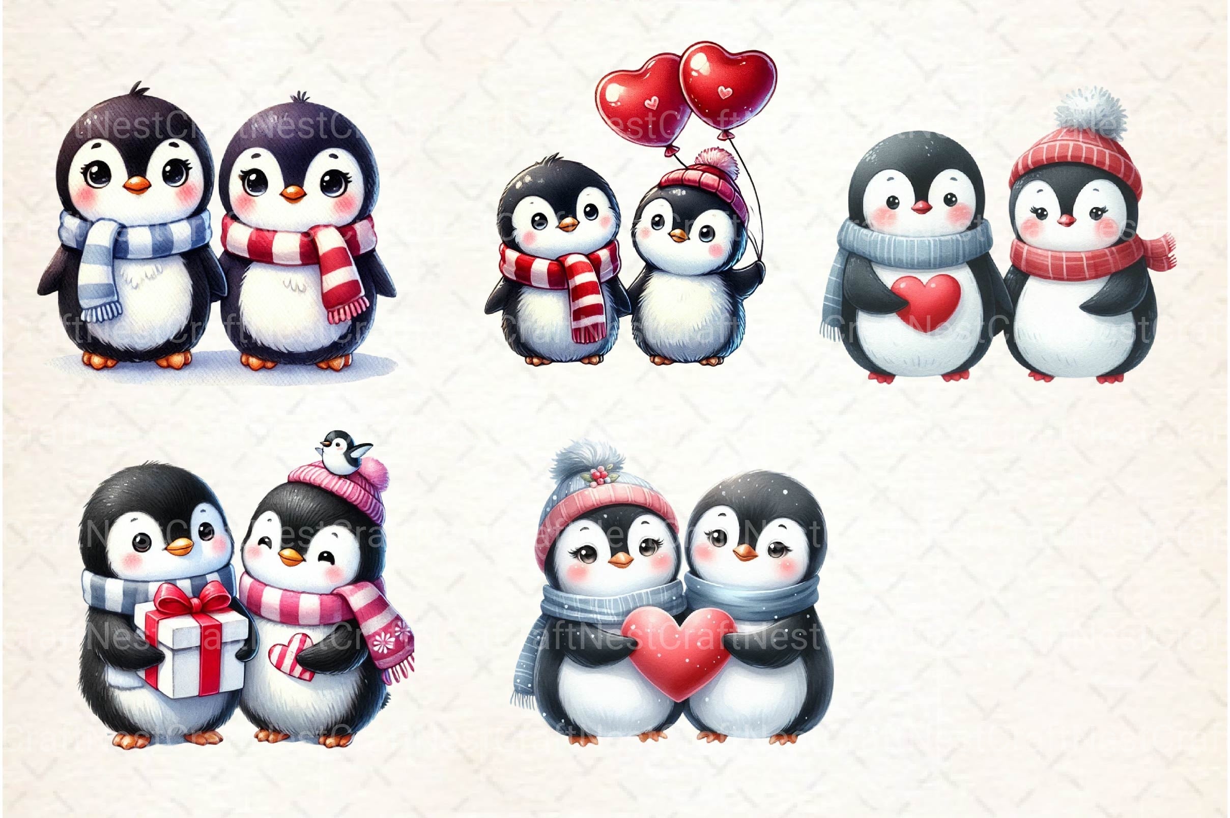 Valentine Couple Penguin Clipart Bundle - CraftNest - Digital Crafting and Art