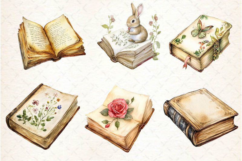 Vintage Books Clipart Bundle - CraftNest - Digital Crafting and Art