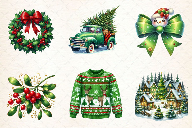 Green Christmas Clipart Bundle 2 - CraftNest - Digital Crafting and Art