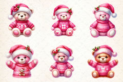 Pink Teddy Bear Christmas Clipart Bundle - CraftNest - Digital Crafting and Art