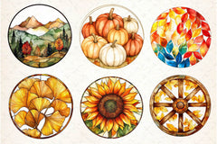 Round Stained Glass Autumn Clipart Bundle - CraftNest - Digital Crafting and Art