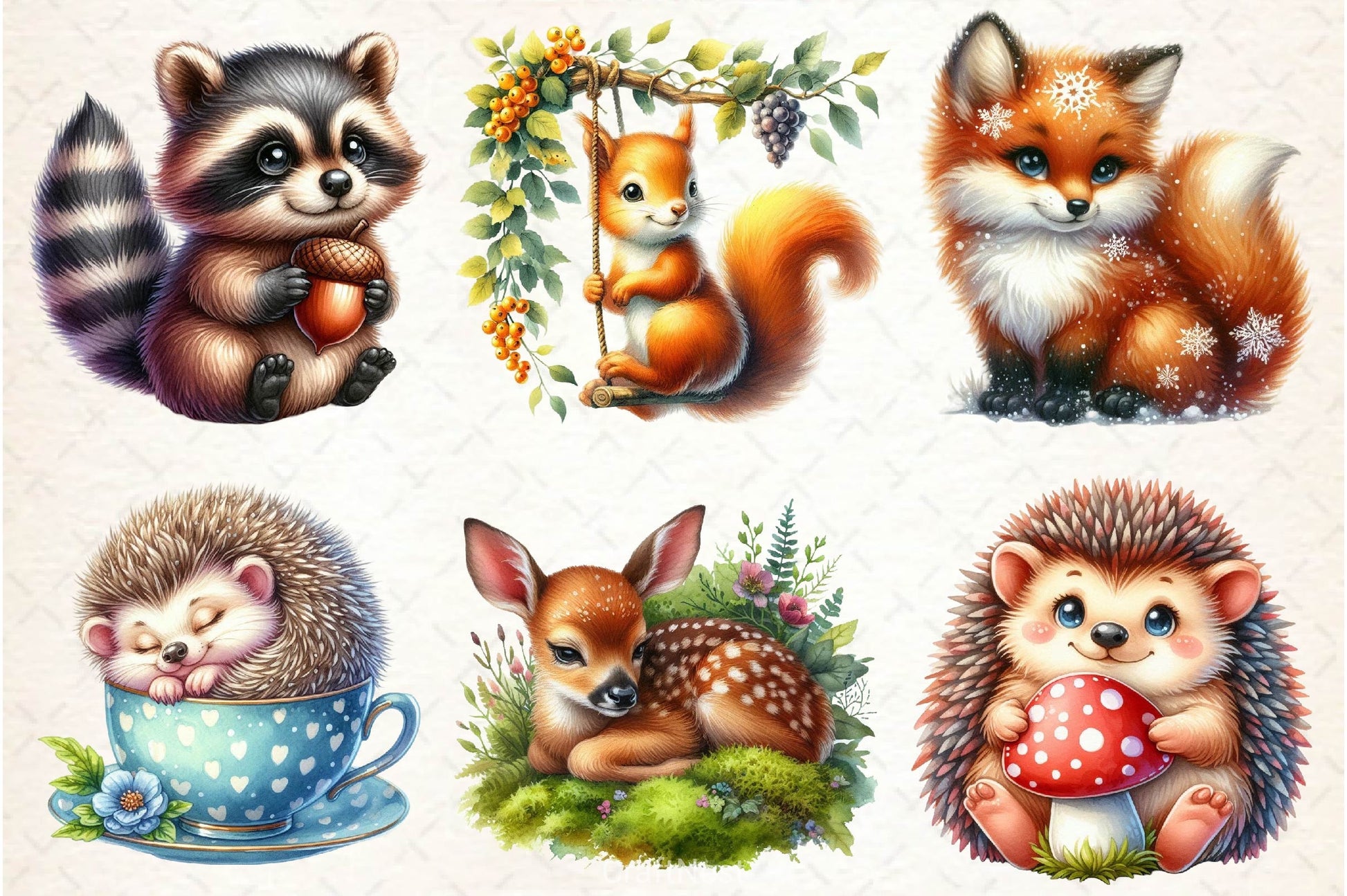 Woodland Animals Cute Baby Animals Clipart Bundle 2 - CraftNest - Digital Crafting and Art