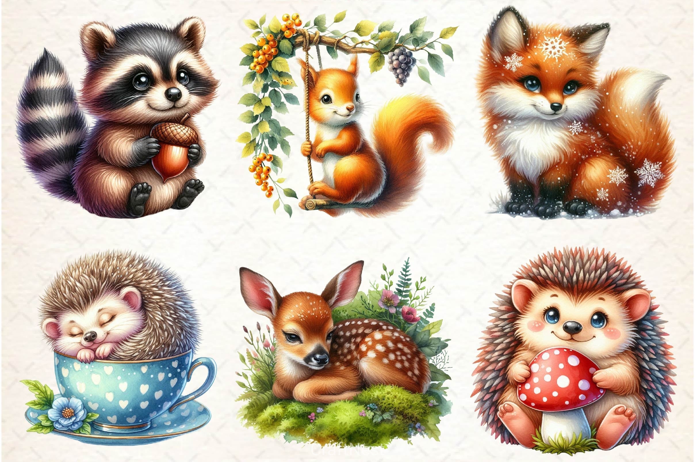Woodland Animals Cute Baby Animals Clipart Bundle 2 - CraftNest - Digital Crafting and Art