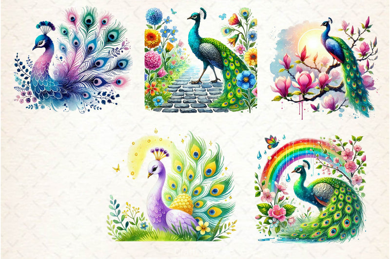Spring Peacock Clipart Bundle - CraftNest - Digital Crafting and Art