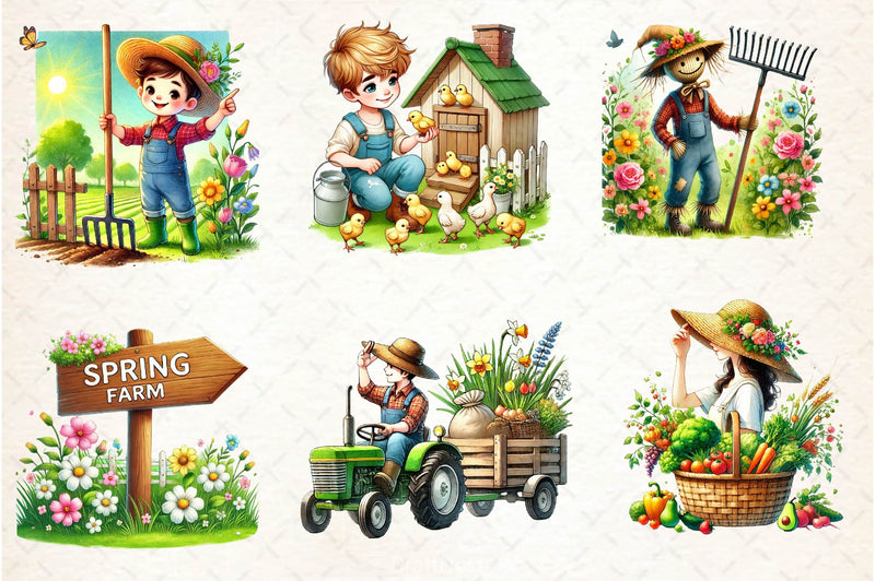 Spring Farmer Clipart Bundle 7 - CraftNest - Digital Crafting and Art