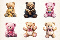Pink Cute Blush Teddy Bear Clipart Bundle 4 - CraftNest - Digital Crafting and Art