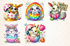 Easter Bunny On Cracked Egg Clipart Bundle - CraftNest - Digital Crafting and Art