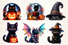 Halloween Black Cat Clipart Bundle 6 - CraftNest - Digital Crafting and Art